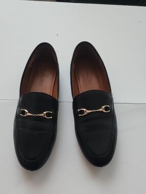 Coach Black Leather Loafers with Gold Horsebit
